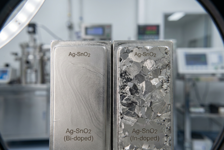 AgSnO2-Bi2O3 vs. AgSnO2-In2O3: Selecting the Right Dopant for Silver Tin Oxide electrical contact rivets for reliable switching applications
